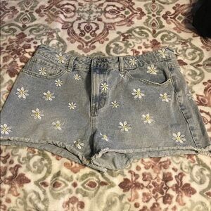 Angel Kiss Light Blue Floral Jean Shorts